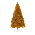 Lush golden artificial Christmas tree with dense PET branches and stable white metal stand - Dense Gold Style / Large Height
