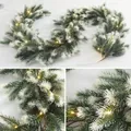Guirnalda de Navidad artificial con luces LED cálidas y efecto de nieve flocada - Estilo C (Con Luces-Nieve Flocada)