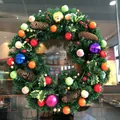 60cm lighted Christmas wreath with colorful ornaments and natural pinecones - 60cm Fruit Wreath