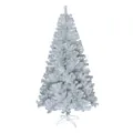 Lush 1.8m silver artificial Christmas tree with dense branches and stable white metal stand - Dense Large Style / Silver