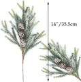 Artificial pine branches with pine cones and white snow finish, 14 inch holiday decor - Snow Flocked Larch Branch Style