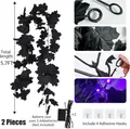 Two 5.7ft black artificial maple leaf garlands with purple LED lights for Halloween decor - Purple Light And Hooks