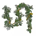 Guirnalda de Navidad artificial con hojas de magnolia de PE, agujas de pino y bayas blancas - Enredadera De Magnolia De 180 Cm (sin Lámpara)