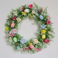 Corona de Pascua de 21,6 pulgadas con hojas de eucalipto y huevos de colores moteados - 35cm