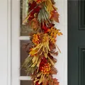 Autumn wreath with maple leaves and berries for front door home wall decor - Autumn Decorative Vine / 175cm