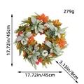 Herbstkranz mit orangefarbenen Ahornblättern und weißen Kürbissen in 45 cm Größe - 45cm / Weißer Kürbis Ahornblatt Stil