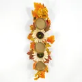 Autumn candle holder centerpiece with large sunflowers, maple leaves, and berries - Multi-Holder Sunflower Pumpkin Candle Holder (ali-723469450352)