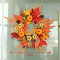 55cm Autumn wreath with orange pumpkins, maple leaves, and sunflowers for home decor - 55cm