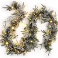 Ghirlanda natalizia floccata da 6,3 piedi con luci LED calde e aghi di pino artificiali - Lunghezza Standard