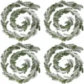 Set di 4 ghirlande natalizie floccate da 180cm con effetto neve spray realistico - Stile Ago di Pino Floccato
