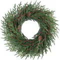 Künstlicher 26-Zoll-Weihnachtskranz mit grünen Tannennadeln, Zapfen und roten Beeren - 40CM / Roter Beerenkranz
