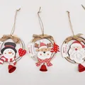 Tre ornamenti natalizi in legno con Babbo Natale, renna, pupazzo di neve e campanelle - Pupazzo di Neve e Renna e Babbo Natale