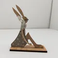 Adorno artesanal de conejo de Pascua en madera con patrones de flores blancas y gris - Patrón Floral Gris (Estilo 1)