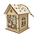 Christmas wooden house ornament with reindeer and forest laser-cut designs - Elk