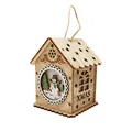 Luminous wooden Christmas house ornament with snowman scene and star cutouts - Little Snowman