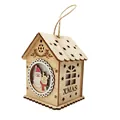 Wooden Christmas house ornament featuring Santa and reindeer with XMAS carving - Snowman Reindeer