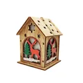 Illuminated wooden Christmas house ornament featuring reindeer and snowflake laser cutouts - Elk