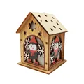Lighted wooden Christmas house decoration with cute penguin motif and star cutouts - Penguin