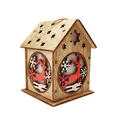 Wooden Christmas house ornament with reindeer cutout and snowflake festive motifs - Red White Reindeer