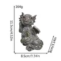 Cute resin dragon statue in grey stone finish, measures 11.5cm height and weighs 164g - Thinking Dragon