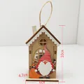 Casita de madera navideña con gnomo, luz LED interior y cuerda para colgar, altura de 10cm - Santa Claus