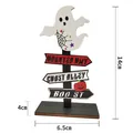 Panneau Halloween en bois avec fantôme et citrouille et écritures Haunted Hwy et Ghost Alley - Style Autoroute Hantée
