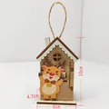 Adorno de casita navideña de madera luminosa con reno y cuerda para colgar 10cm - Alce
