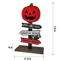 Décoration de table Halloween en bois avec citrouille, dimensions 14x6,5cm pour fête - Style Entrepôt de Bonbons