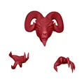 Red resin Baphomet ram head with demonic claws wall hanging decor for home - Red