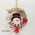 Decorazione natalizia in legno pupazzo di neve con campanello rosso e striscione - Stile 3