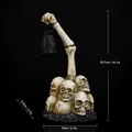 Skeleton hand figurine holding a lantern with skull base and specific dimensions - Skeleton Hand Lantern (FG42303)