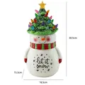 Christmas snowman cookie jar with green LED tree lid and let it snow text 30.5cm - 16.5x15.3x30.5cm / As Shown