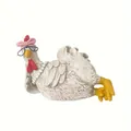 Funny resin chicken statue detail with black glasses and a pearl necklace decor - Lying Hen