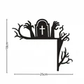 Halloween wooden door corner decor featuring zombie hand and tombstone, 25x18cm size - Tombstone Happy