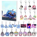 Anime countdown calendar set with 21 acrylic keychains featuring character illustrations - Purple (Style A)