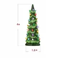 Miniature 4-inch dark green ceramic Christmas tree with colorful vintage lights - Small / Warm White