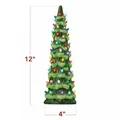 Green ceramic 12 inch Christmas tree with multicolored light bulbs decoration - Extra Large / Warm White