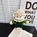 Handmade crochet sheep doll bag in green overalls with beige hat and woven texture - Green