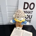 Cute handmade crochet sheep doll bag in blue sweater and brown overalls style - Blue