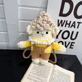 Handmade crochet sheep doll crossbody bag in yellow and brown colors for women - Yellow