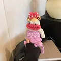 Mini sac poupée au crochet fait main en rose et blanc avec perles et nœud rose - Violet