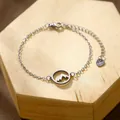 Edelstahl Armband mit minimalistischem hohlem Bergspitzen Rundanhänger für Damen - Silberner Stil (XLY244)
