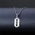 Collana hip hop con pendente a lama di rasoio in acciaio inossidabile argento - Stile Lama di Rasoio (XL13)