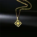 Collier minimaliste en acier titane plaqué or 18K avec pendentif trèfle géométrique - Fleur de Croix Géométrique (150) / Or