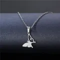 Collana a farfalla in acciaio al titanio argento con pendente semivuoto - Stile Farfalla (XL14)