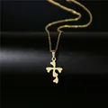Collier minimaliste en acier inoxydable doré avec pendentif croix découpé au laser et chaîne - Forme de Croix (165) / Or