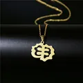 Collier en acier inoxydable plaqué or 18 carats avec pendentif géométrique ajouré chic - Symbole Abstrait Culturel (157) / Or