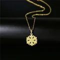Collana con pendente a fiocco di neve placcata oro 18K con catena fine da donna - Stile Fiocco di Neve Esagonale (131) / Oro