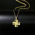 Elegante collana con ciondolo a quadrifoglio in acciaio inossidabile dorato su catena - Stile Quadrifoglio Vuoto (87)