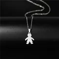 Minimalist silver boy pendant necklace in stainless steel with polished finish - Boy Style (XL53) / Silver